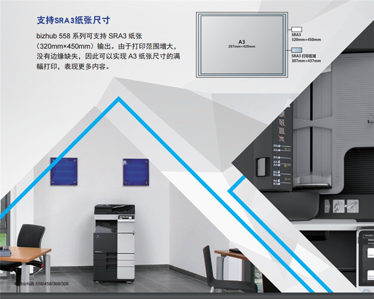 柯尼卡美能達558支持SRA3紙張尺寸-科頤辦公